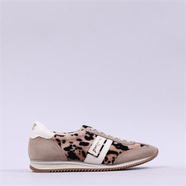 Paul Green Retro Side Panel Lace Trainer - Beige Leopard Combi